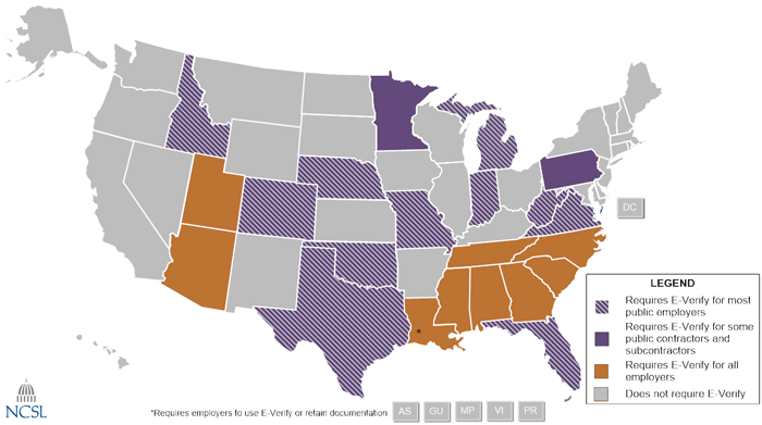 E-Verify Map of State Requirements